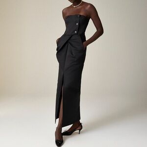 J. Crew x Christopher John Rogers Black Sculpted Dress in Satin in Size 4